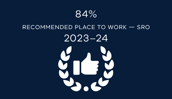 84% recommended place to work - SRO 2023-24